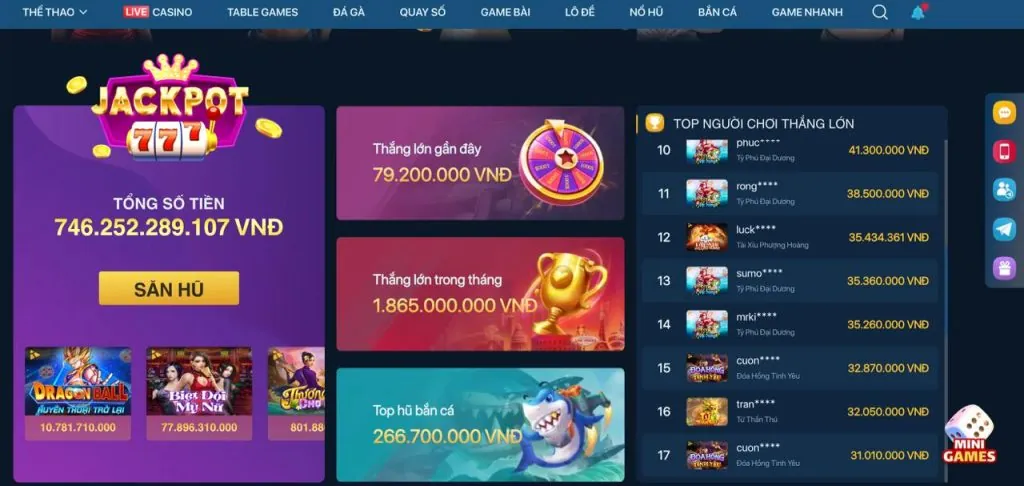 Các loại trò chơi đa dạng tại 33win01